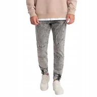 Spodnie męskie - Spodnie męskie JOGGERY z przetarciami szare V3 OM-PADJ-0153 XL - miniaturka - grafika 1