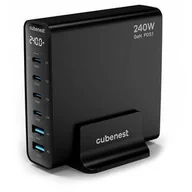 Ładowarki do telefonów - Ładowarka sieciowa CubeNest S6D0, 4xUSB-C, 2xUSB-A, PD, GaN, 240 W (S6D0) Czarna - miniaturka - grafika 1