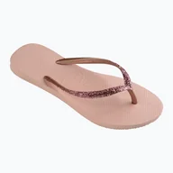 Klapki i japonki damskie - Japonki damskie Havaianas Slim Glitter II ballet rose/golden blush - miniaturka - grafika 1