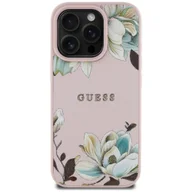 Etui i futerały do telefonów - Guess Etui Grained Flower Pattern do MagSafe do iPhone 16 Pro Max, różowe z kwiecistym wzorem - miniaturka - grafika 1