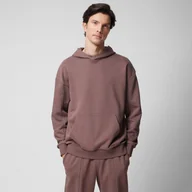 Bluzy męskie - Męska bluza dresowa oversize nierozpinana z kapturem Outhorn OTHWSS24TSWSM1169 - brązowa - miniaturka - grafika 1