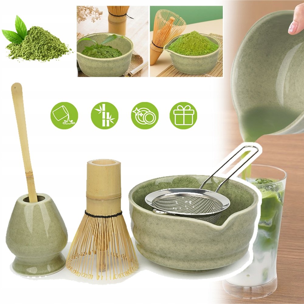 5 Częściowy Zestaw do Matcha, Miotełka do Matcha z Łyżeczką i Uchwytem