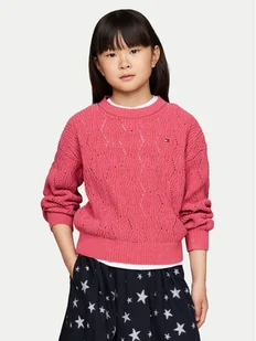 Tommy Hilfiger Sweter Chenille KG0KG08153 Różowy Regular Fit - Swetry dla chłopców - miniaturka - grafika 1