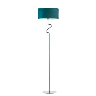 Metalowa Lampa Podłogowa Z Zagiętym Stelażem Moroni Velur E27, Zieleń Butelkowa/Srebrny - Lampy stojące - miniaturka - grafika 1