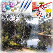 Malowanie po numerach - Zestaw do malowania po numerach - rzeka w lesie - miniaturka - grafika 1