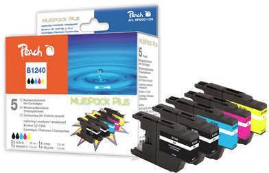 Tusz Peach Nabój z tuszem 5 szt. Czarny, Cyjan, Żółty, Purpurowy PI500-129