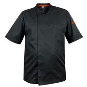 Fartuchy i rękawice kuchenne - Bluza kucharska szefa kuchni czarna z zakrytym zapięciem i pomarańczowymi wstawkami, rękaw krótki XL - miniaturka - grafika 1