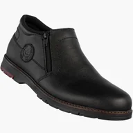 Półbuty męskie - Półbuty Męskie RIEKER Skórzane Buty Zimowe Ocieplane Botki Czarne 10550-00 Czarny 45 - miniaturka - grafika 1