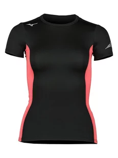 Mizuno Koszulka funkcyjna "Virtual Body G2" w kolorze czarno-koralowym - Koszulki sportowe damskie - miniaturka - grafika 1