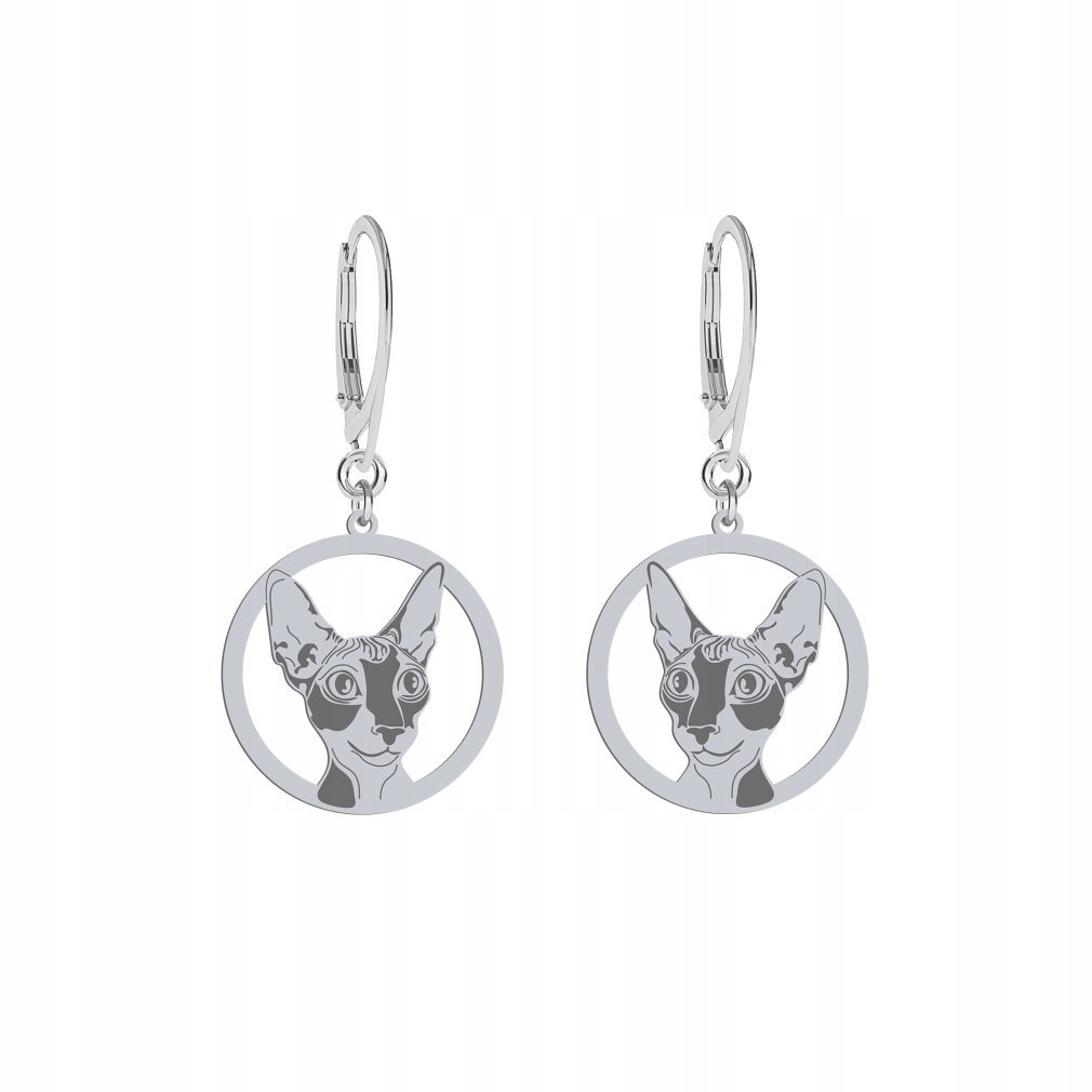 Kolczyki Srebrne Kot Cornish Rex 925 Prezent Biżuteria GRAWER GRATIS