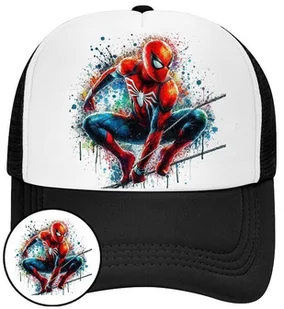 Czapka z Daszkiem SpiderMan Czarna z Nadrukiem Na Lato Siatka Bejsbolówka - Czapki i chusty sportowe męskie - miniaturka - grafika 1