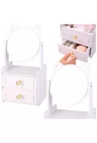 Mini toaletka lusterko do makijażu drewniana biała - Zabawki kreatywne - miniaturka - grafika 1