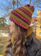 Czapki damskie - Przejściowa czapka z alpaki z merynosem róż z brązem - miniaturka - grafika 1