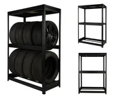 Szafy i regały magazynowe - Regał metalowy na opony /177x120x60/ 3 półki - Czarny / Wamar-Sosenka - miniaturka - grafika 1