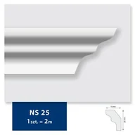Sztukateria - Listwa sufitowa ze styropianu NS 25, 2 sztuki 200 x 2,5 x 1,5 cm biały DMS - miniaturka - grafika 1