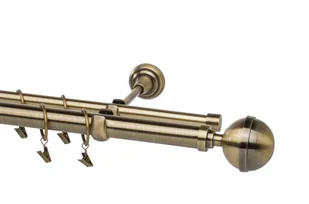 Karnisz Kula Elegant 200 cm podwójny złoty 25/16 mm - Karnisze - miniaturka - grafika 1