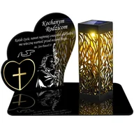 Lampiony i znicze - ZNICZ SOLARNY LED WIECZNY PODSTAWKA NA CMENTARZ GRÓB lampka Serce 3D DLA RODZICÓW - miniaturka - grafika 1