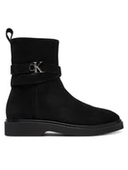 Botki damskie - Calvin Klein Botki Ankle Boot W/ Metal Logo Sue HW0HW02664 Czarny - miniaturka - grafika 1