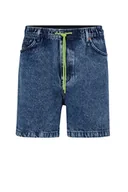 Spodenki damskie - BOSS Męskie szorty AMES BC z dwukolorowego, mocnego denimu ze ściągaczem, Navy412., 34 - miniaturka - grafika 1