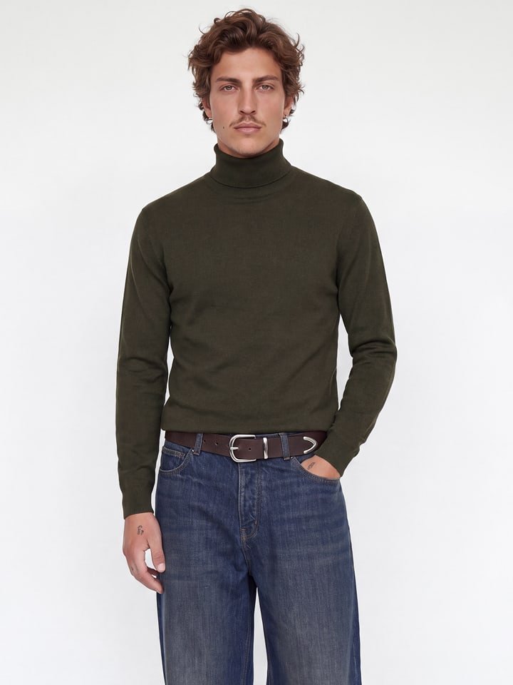 Jack & Jones Wełniany golf w kolorze khaki