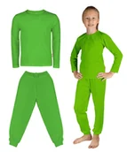 Bluzki damskie - BAWEŁNIANY KOMPLET DZIECIĘCY BLUZKA DŁUGI RĘKAW DŁUGIE SPODNIE GŁADKI ZESTAW ZIELONY DLA CHŁOPCA DZIEWCZYNKI STRÓJ KOSTIUM 110 - miniaturka - grafika 1