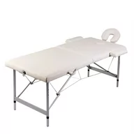 Stoły i łóżka do masażu - vidaXL vidaXL Kremowy składany stół do masażu 2 strefy z aluminiową ramą - miniaturka - grafika 1