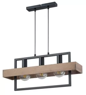 Sigma czarna lampa wisząca z drewnianym kloszem ROBIN 3 32217 potrójny żyrandol loft czarno-brązowy nad stół - Lampy sufitowe - miniaturka - grafika 1