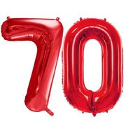 Balony i akcesoria - Duże Balony Urodzinowe Czerwone Cyfry 70 Na Hel Powietrze Dekoracja Ozdoba Prezent Upominek - miniaturka - grafika 1