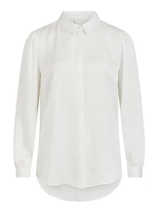 Vila Damska bluzka Viellette Satin L/S Shirt/Su-Noos, Śnieżnobiały, 40 - Bluzki damskie - miniaturka - grafika 1