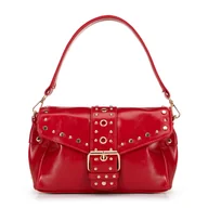 Torebki damskie - Damska crossbody z ekoskóry w dekoracyjne nity czerwona - miniaturka - grafika 1