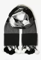 Apaszki i szaliki damskie - Czarny Prostokątny Szalik z Kolorowymi Pomponami Komo - miniaturka - grafika 1