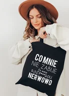 Torby i wózki na zakupy - czarna torba bawełniana na zakupy z fajnym nadrukiem - miniaturka - grafika 1