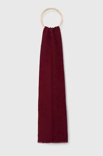 Apaszki i szaliki damskie - Tommy Hilfiger szalik bawełniany kolor bordowy wzorzysty - grafika 1