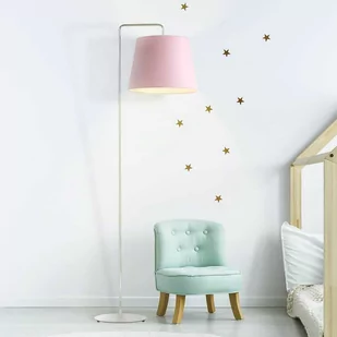 CHROMOWANA LAMPA STOJĄCA DLA DZIECI Z RÓŻOWYM ABAŻUREM ZAHARA - Lampy stojące - miniaturka - grafika 1