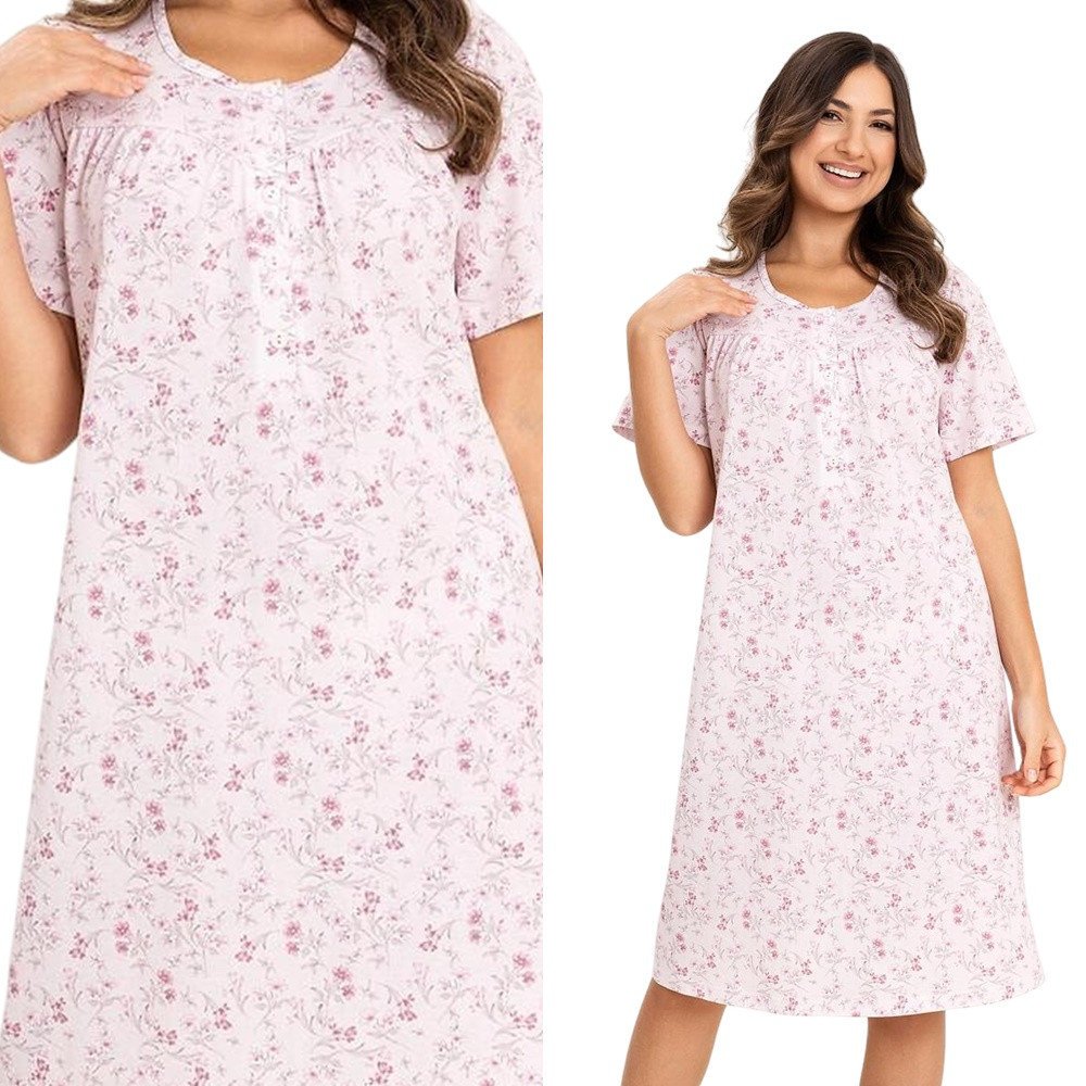 Nocna bawełniana koszula damska Regina 018 różowy [Kolor Różowy, Rozmiar 3XL / 46]