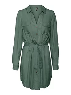 VERO MODA Damska sukienka koszulowa VMBUMPY L/S Shirt Dress WVN Curve NOOS, Laurel Wreath, 48 - Sukienki - miniaturka - grafika 1
