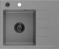 Zlewozmywaki - Mexen Ben zlewozmywak granitowy 1-komorowy z ociekaczem prawy 600 x 500 mm, szary, syfon czarny - 6523605000-71-B - miniaturka - grafika 1