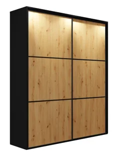 Szafa przesuwna czerń + dąb artisan + szprosy T7-M03 - Szafy Szafa przesuwna czerń + dąb artisan + szprosy T7-M03 - Szafy - miniaturka - grafika 1