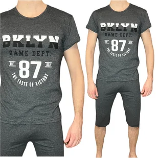 Piżama męska grafitowy melanż 3/4 spodnie krótki rękaw BKLYN S - Piżamy damskie Piżama męska grafitowy melanż 3/4 spodnie krótki rękaw BKLYN S - Piżamy damskie - miniaturka - grafika 1