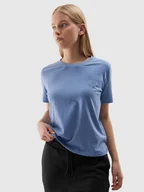 Koszulki i topy damskie - T-shirt regular gładki damski 4F 4FWAW24TTSHF1650-32S Niebieski - miniaturka - grafika 1