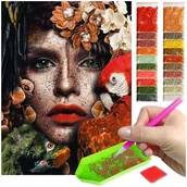 Malowanie po numerach - Haft Diamentowy ARTULIO, Obraz DIY 5D, Diamond Painting, Mozaika diamentowa 30x40cm (Egzotyczny portret kobiety z papugą) + zestaw akcesoriów - miniaturka - grafika 1