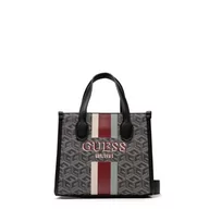 Torebki damskie - GUESS Silvana Two Compartment Mini Tote Charcoal Logo, Logo Charcoal, 18 x 20 cm - miniaturka - grafika 1