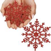 Ozdoby bożonarodzeniowe - Zawieszki choinkowe 3 szt. gwiazdki 12 cm świąteczne śnieżynki czerwone brokatowe - miniaturka - grafika 1
