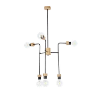 Lampy sufitowe - Britop LAMPA sufitowa MONTIX 9244674 loftowa OPRAWA sticks metalowa czarna drewno - miniaturka - grafika 1