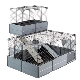 Ferplast Multipla Double, klatka dla małych zwierząt  - Szara (dł. x szer. x wys.): 107,5 x 72 x 96,5 cm - Klatki dla gryzoni - miniaturka - grafika 1