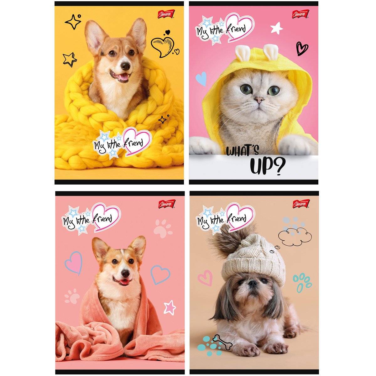 4X ZESZYT A5 32 KARTKI w TRZY LINIE MY LITTLE FRIEND PIESKI KOTEK UNIPAP