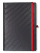 Notesy i bloczki - NOTES KSIĄŻKOWY ZAMYKANY B5 CZARNY CARBO MAT BLOK DO WYBORU GUMKA CZERWONA - miniaturka - grafika 1