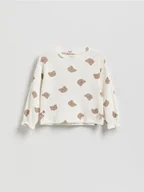 Bluzki dla niemowląt - Reserved - Wzorzysta koszulka - złamana biel - miniaturka - grafika 1