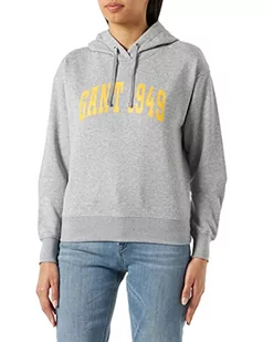GANT Damska bluza z kapturem MD. Logo Hoodie Bluza z kapturem, szary melanż, XXL - Bluzy damskie - miniaturka - grafika 1