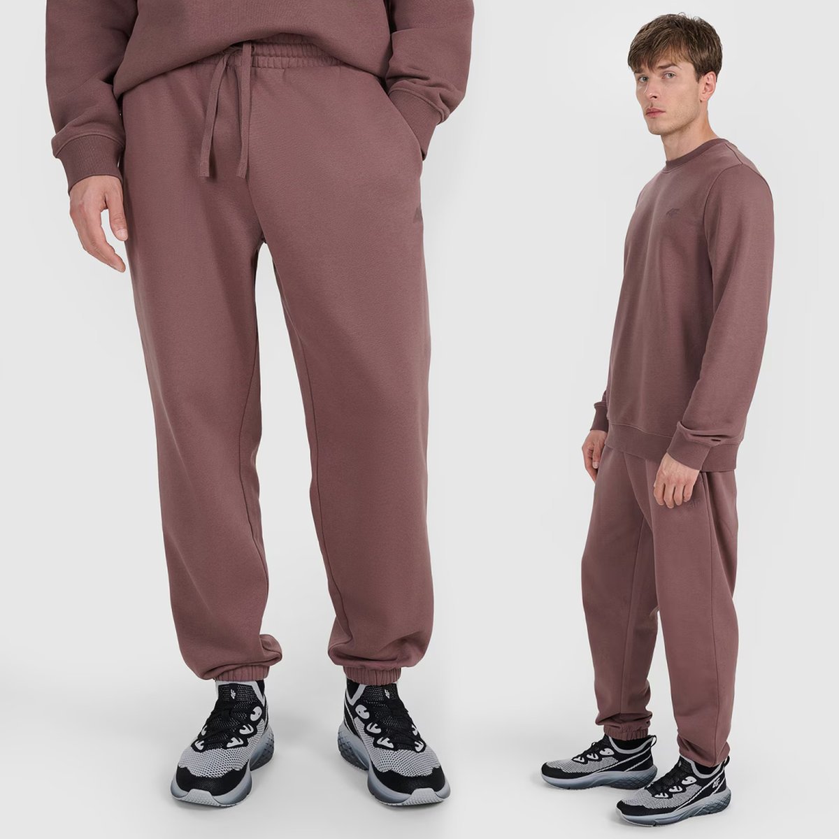 Spodnie Męskie 4F Sportowe Dresowe Joggery Brązowe 4FWAW25TTROM1273 S Brązowy